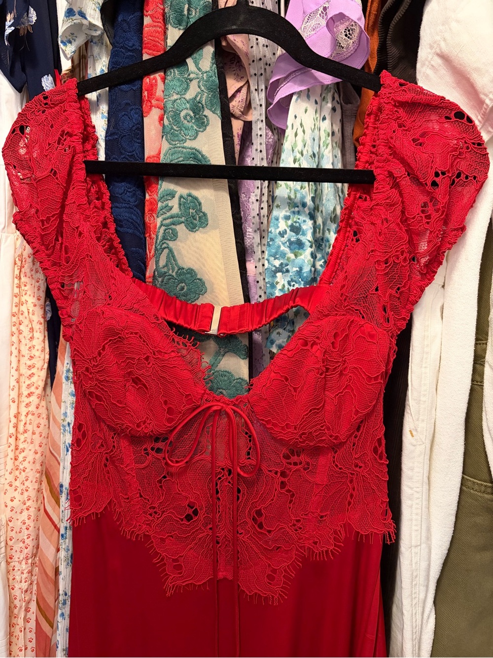 For Love & Lemons Casey Midi Dress RED - Picture 6 of 9
